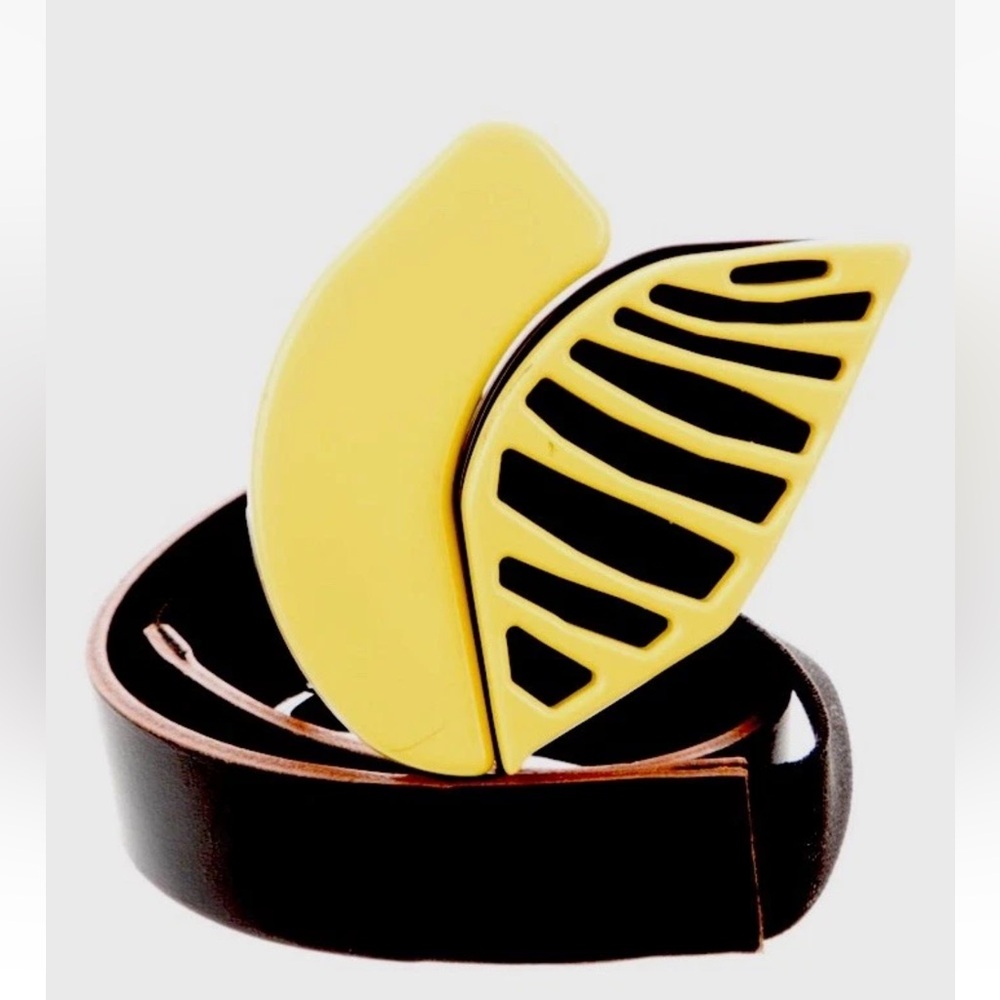 Marni Yellow Flower Leather Waist Belt - Size XS - 70cm